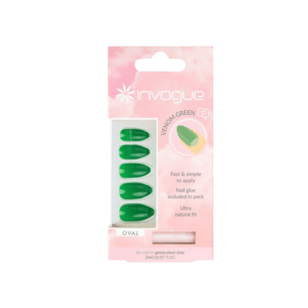 INVOGUE VENOM GREEN OVAL NAILS - Image 1